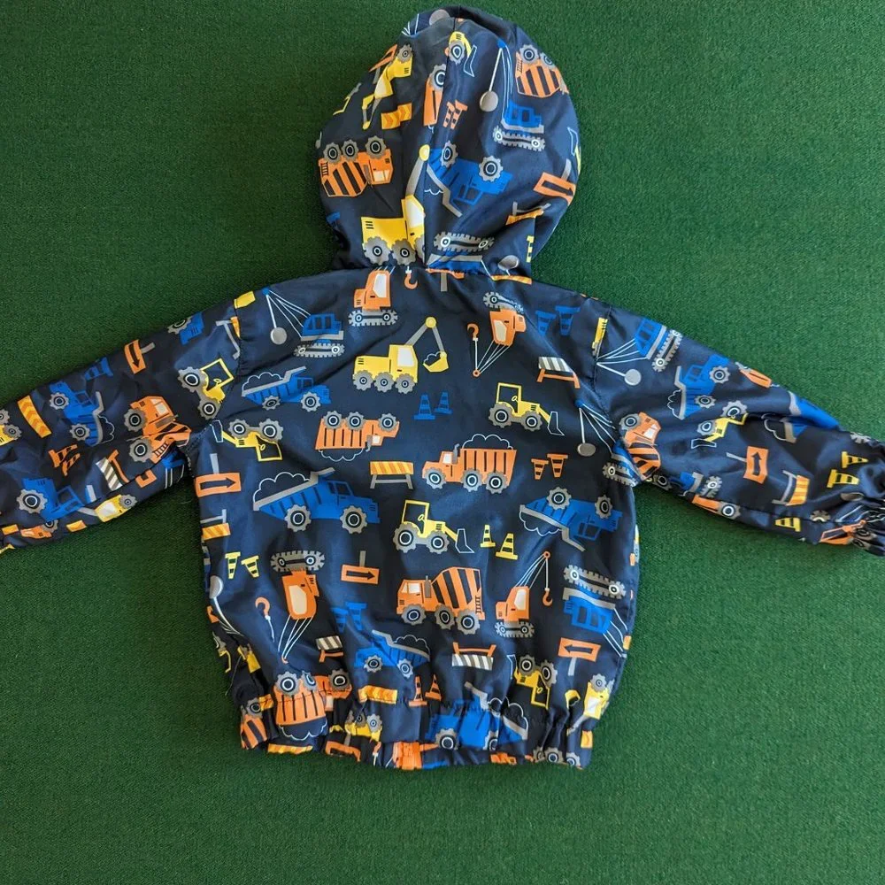 NWOT Wonder Nation Boy's Construction Vehicles Hooded Zip-up Windbreaker 💙